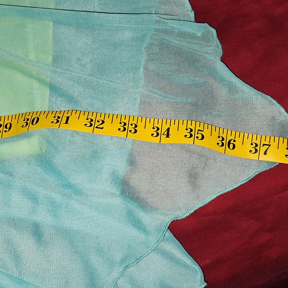 Elegant Light Blue and Green Dress with Floral Accent - Picture 8 of 14